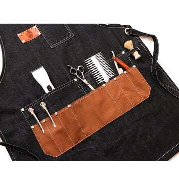 Multi-pocket Denim Work Apron Washable Dust-proof Apron For Craftsman Carpenter Mason