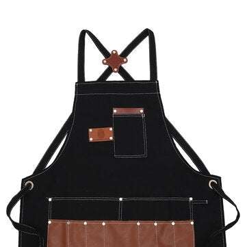 Multi-pocket Denim Work Apron Washable Dust-proof Apron For Craftsman Carpenter Mason