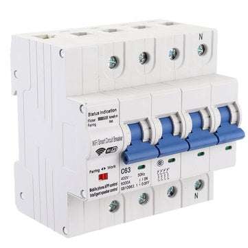 MoesHouse 4P 63A WiFi Smart Circuit Breaker Switch Smart Home Automation Overload Short Circuit Voic
