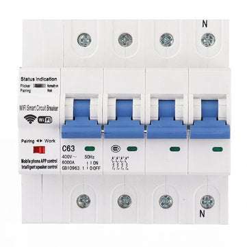 MoesHouse 4P 63A WiFi Smart Circuit Breaker Switch Smart Home Automation Overload Short Circuit Voic