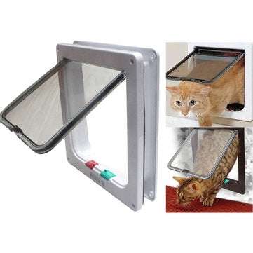S/M/L 4 Way Locking Intelligent Control Pet Door Waterproof Small Dog ... (COLOR1: BROWN | SIZE.: L)
