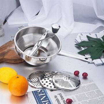Manual Food Grinder Vegetable Mill Dishwasher Safe 3 Grinding Disks Kitchen Bar