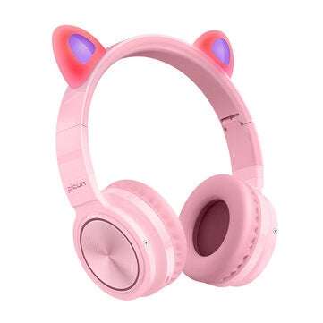 Picun Kids bluetooth 5.0 Headphone LED light Cat Ears TF Earphone Wireless Headset ... (COLOR: PINK)