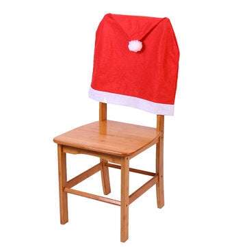 Red Hat Chair Cover Santa Claus Party Decor Slipcover Kitchen Table