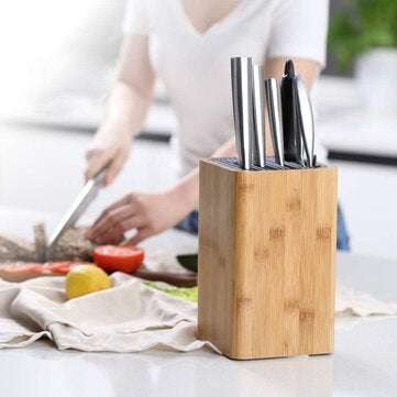 KITCHENDAO Eco-Friendly Bamboo Kitchen Knife Holder Scissors Sharpening Rod Space Saver Knife Drier