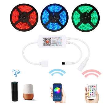 LUSTREON WiFi 4Pins 24 Keys Remote Control RGB LED Controller Works with Amazon Alexa DC5-24V