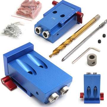 Mini Kreg Style Pocket Slant Hole Jig System Kit with Step Drill Bit Woodwork Tool Set