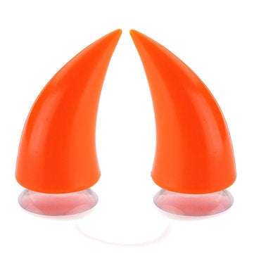 Orange Motorcycle Helmet Headwear Accessories Suction Cups Horns Decor Decoration