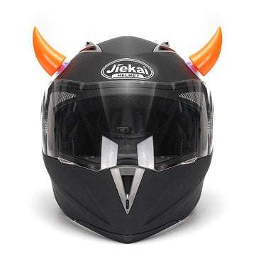 Orange Motorcycle Helmet Headwear Accessories Suction Cups Horns Decor Decoration