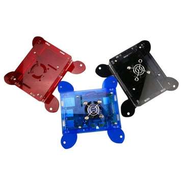 Red/Blue/Black Acrylic Wall Mounted Protective Case Support Cooling Fan for Raspbe... (COLOR1: BLUE)