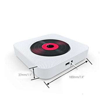 KC-808 Wall Mounted Bluetooth CD Player Portable Home Audio Box with Remote Control FM Radio Built-i