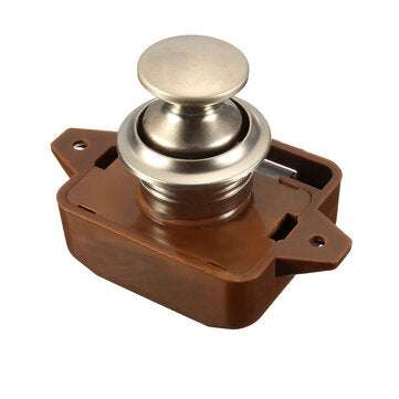 Push Button Drawer Cupboard Door Latch Lock Caravan Motorhome Cabinet Brown Knob