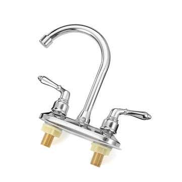 Modern Chrome Cold Hot Water Double Sink Mixer Tap Bathroom Kitchen Basin Faucet