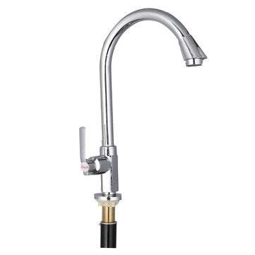 Kitchen Faucet Water-Saving Single-cold Vertical Wash Basin Stainless Steel Large Curved Universal F