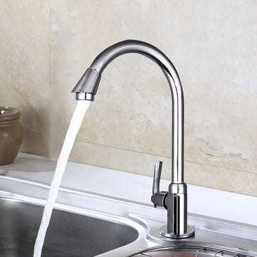 Kitchen Faucet Water-Saving Single-cold Vertical Wash Basin Stainless Steel Large Curved Universal F