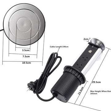 Pop Pull Up Power Pod Socket Kitchen Worktop Desk Socket Extension Lead AU Plug