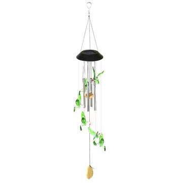 LED Solar Hummingbird Wind Chime Light Waterproof Color Changing Solar Powered