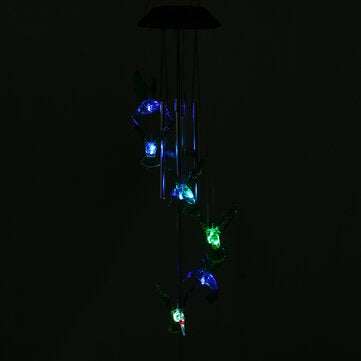 LED Solar Hummingbird Wind Chime Light Waterproof Color Changing Solar Powered