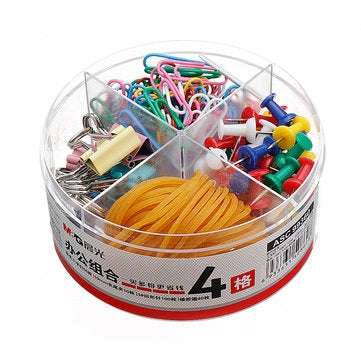 M&G ASC99360 Stationery Set Desktop Paper Clip Binder Clip DIY Bookmart Rubber Band Stationery Offic