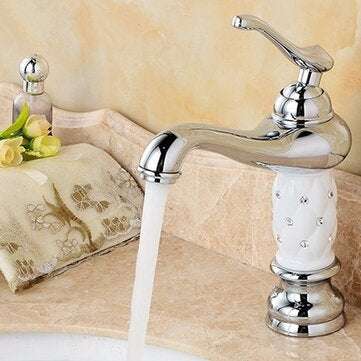 Modern Brass Finish White Single Handle Bathroom Kitchen Sink Faucet Mix Tap