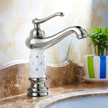 Modern Brass Finish White Single Handle Bathroom Kitchen Sink Faucet Mix Tap