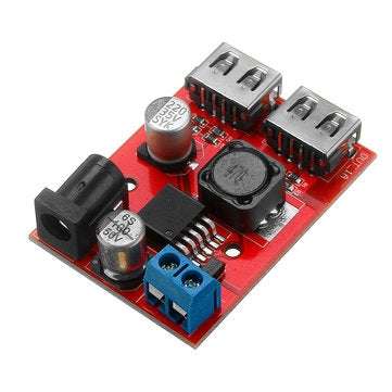 LM2596S Dual USB port 9V/12V/24V/36V to 5V DC-DC Step Down Buck Car Charger Solar 3A Power Supply Mo