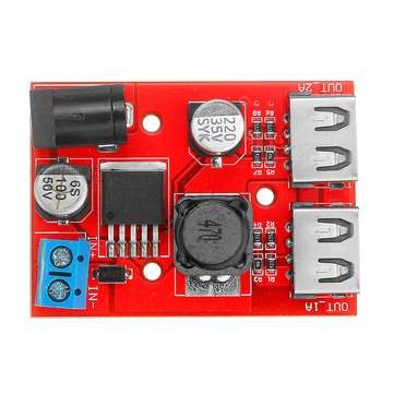 LM2596S Dual USB port 9V/12V/24V/36V to 5V DC-DC Step Down Buck Car Charger Solar 3A Power Supply Mo