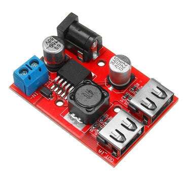 LM2596S Dual USB port 9V/12V/24V/36V to 5V DC-DC Step Down Buck Car Charger Solar 3A Power Supply Mo