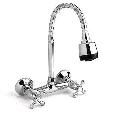 Kitchen Sink Faucet Hot Cold Mixed Taps Stretchable Shower Spray Type Wall Mount Bathroom Faucet