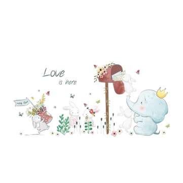 Miico SK7185 Elephant And Rabbit Painting Stickers Children`s Room And Kindergarten Decorative Wall