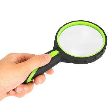 LED Handheld Magnifying Glass Rubber Anti-fall 10 Times Magnification Magnifiers