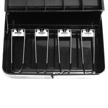 Lockable Cash Coin Box Tiered Tray Portable Money Drawer Holder Security Storage Box