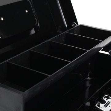 Lockable Cash Coin Box Tiered Tray Portable Money Drawer Holder Security Storage Box
