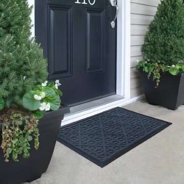 Honana WX-K6 Black Solid Pattern Home Doormat Rubber Mat Anti-slip Floor... (CARPET SIZE: 45CMX70CM)