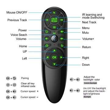 Q6 Pro Voice Remote Control 7 Colors Backlit 2.4G Wireless Air Mouse Gyro IR Learning for Android TV
