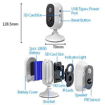 Hiseeu WK-2C30TZ 2MP WIFI IP Battery Free Air Camera Solar Panel With No Chargeable Wire Proof Dwate