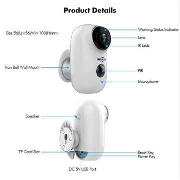 Hiseeu C10 1080P Wire-Free Rechargeable Battery CCTV WiFi IP Camera Outdoor IP65 Weatherproof Home S