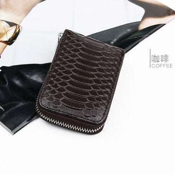 High Quality Zipper Around Genuine Leather Crocodile Pattern Card Holder Wallets... (COLOR.: COFFEE)