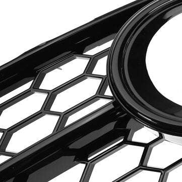 Glossy Black Honeycomb Fog Light Grille Cover For Audi A4 B7 S-Line S4 2005-2008