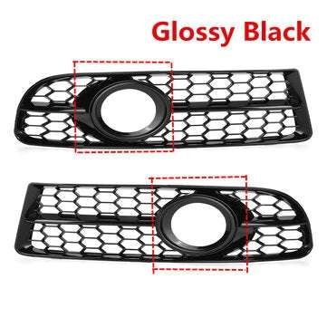 Glossy Black Honeycomb Fog Light Grille Cover For Audi A4 B7 S-Line S4 2005-2008