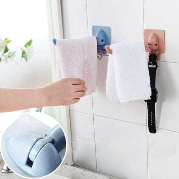 Non-trace Free Nail Hat Coat Clothes Towel Holder Kitchen Bath Wall Door Hanger Ho... (COLOR.: BLUE)