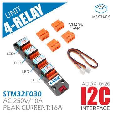 Programmable 4-Way Relay Module AC250V 10A with LED Status Indication IIC Communication Controlled I