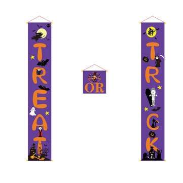 Halloween Porch Banner Outdoor Decorations for Home Hanging Pendant Ornament (COLOR.: PURPLE)