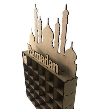 Ramadan Advent Calendar DIY House Drawer 30 Grids MDF Stand Rack Decorations