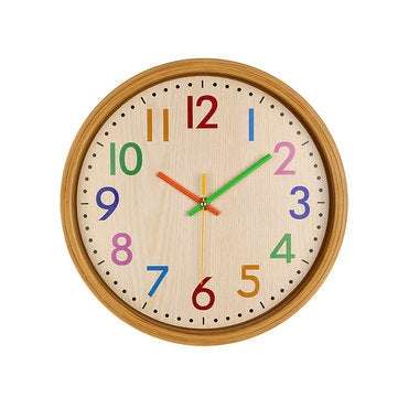 HC-40 Decorative Accurate Time Wood Grain Colorful Silent Quartz Hanging Wall Clock