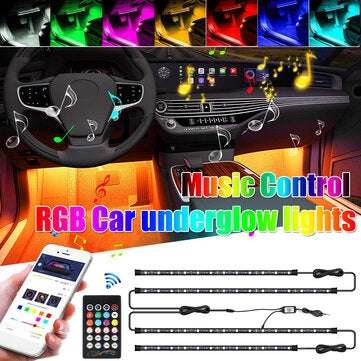 RGB LED Under Car Tube Strip Underglow body Neon Light bluetooth+RF Control