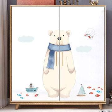 Miico FX82027 2PCS Cartoon Wall Sticker Cute Polar Bear Printing Children`s Room And Kindergarten De