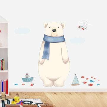 Miico FX82027 2PCS Cartoon Wall Sticker Cute Polar Bear Printing Children`s Room And Kindergarten De