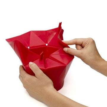 Popcorn Popper Maker DIY Silicone Popcorn Maker Fold Bucket Red Kitchen Storage Container