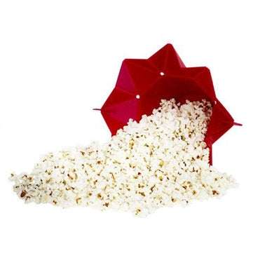 Popcorn Popper Maker DIY Silicone Popcorn Maker Fold Bucket Red Kitchen Storage Container